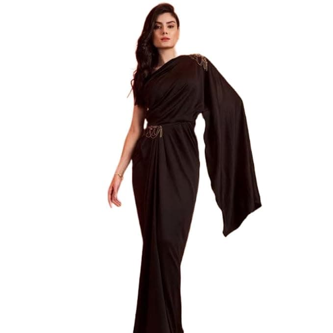 HarLiv One Shoulder Black Saree Gown Amazon VastraAI