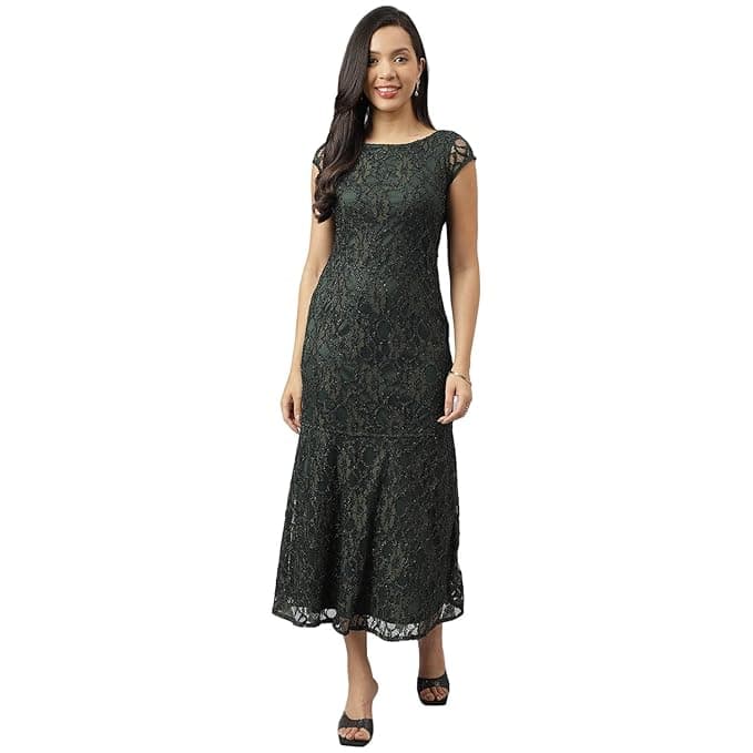 Green Lace Drop-Waist Party Dress by Latin Quarters Amazon VastraAI