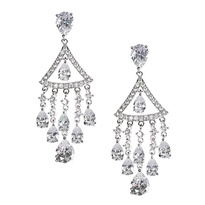 Samky Jewelry Chandelier Dangle Teardrop Pear CZ Crystal Earrings Amazon VastraAI